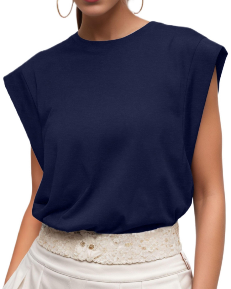 Fionna Women's Cotton T-Shirt – Elegant Short-Sleeve Round Neck Top