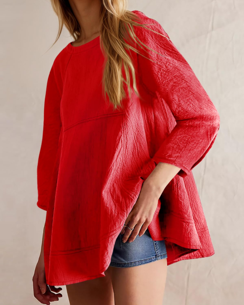 Fiorella Chemisier Péplum Ženska – Bluza Babydoll s 3/4 rukavima od pamuka i viskoze