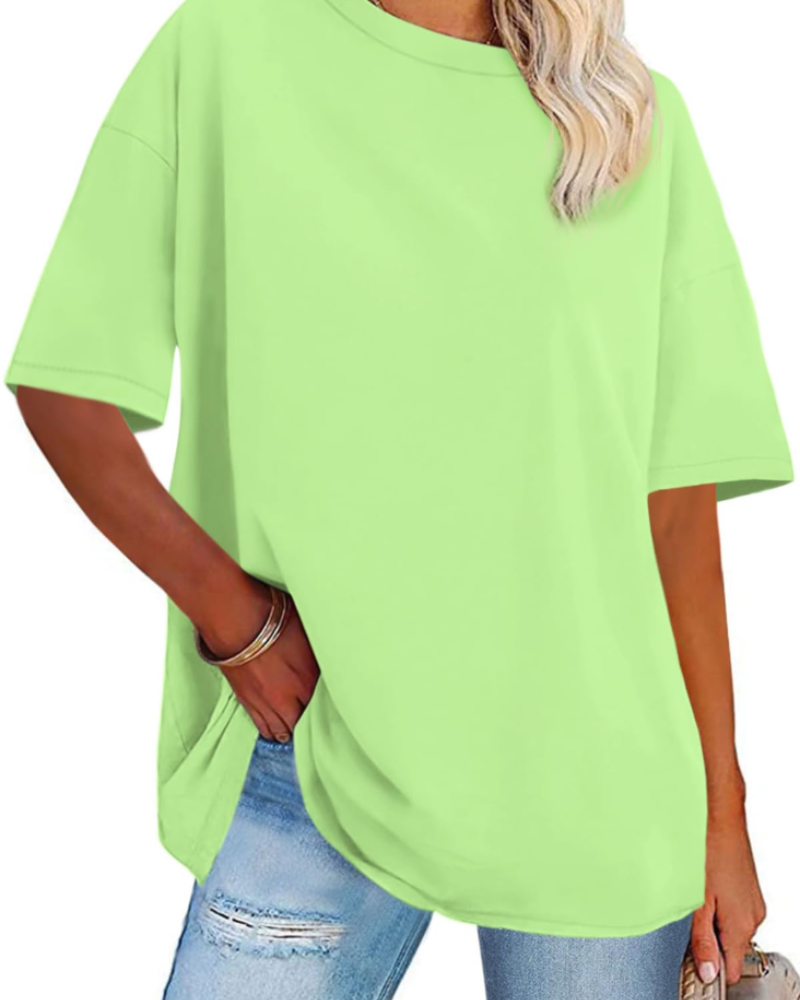 Mia T-shirt Dames Oversized Met Print – Casual Top Met Ronde Hals En Korte Mouwen