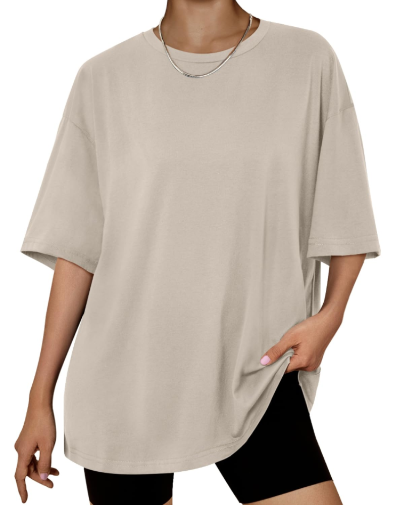 Camiseta Oversize Fantasía para Mujer – Top Largo con Cuello Redondo y Mangas Cortas