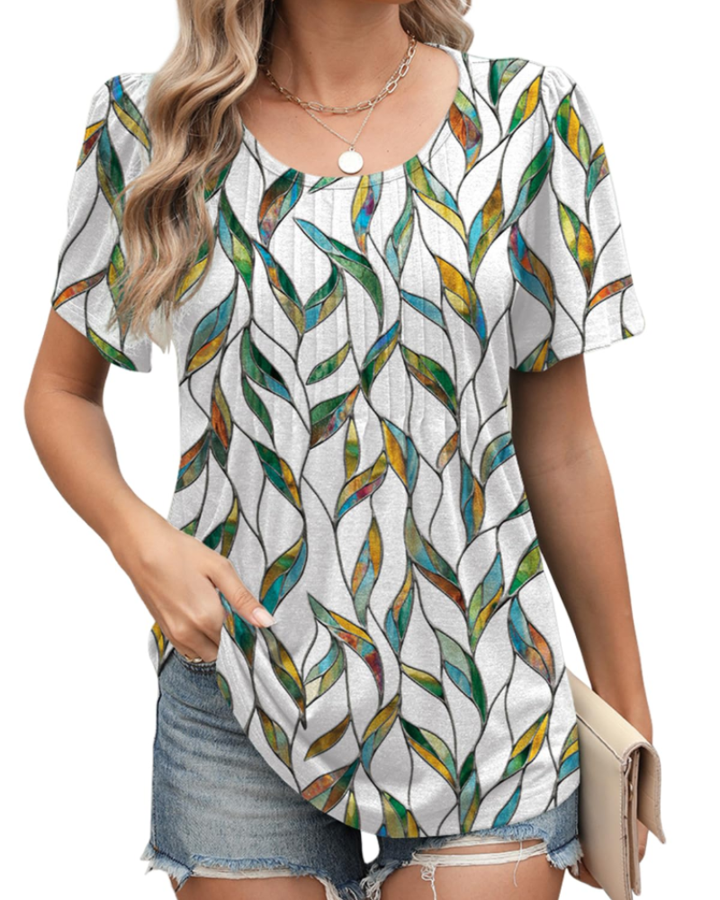 Blusa Elena Donna Estate – Floreale Maniche Corte Taglio Ampio