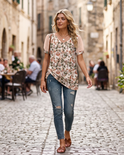 Γυναικείο πουκάμισο Lily με V λαιμόκοψη – Κομψό πουκάμισο Plumetis με φουσκωτά μανίκια