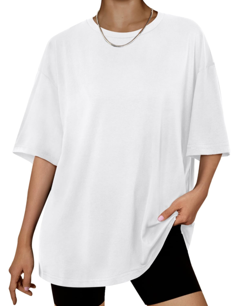 Camiseta Oversize Fantasía para Mujer – Top Largo con Cuello Redondo y Mangas Cortas