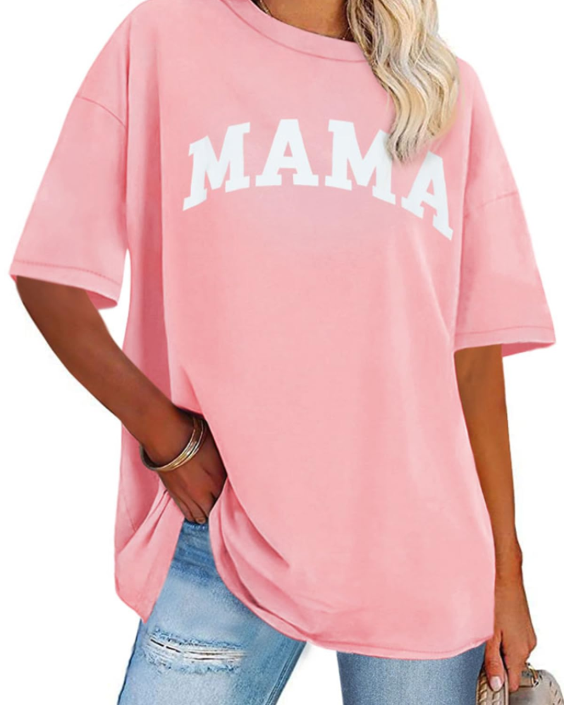 Mia T-shirt Dames Oversized Met Print – Casual Top Met Ronde Hals En Korte Mouwen