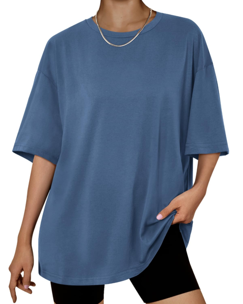 Camiseta Oversize Fantasía para Mujer – Top Largo con Cuello Redondo y Mangas Cortas