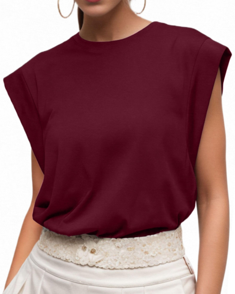 Fionna Women's Cotton T-Shirt – Elegant Short-Sleeve Round Neck Top