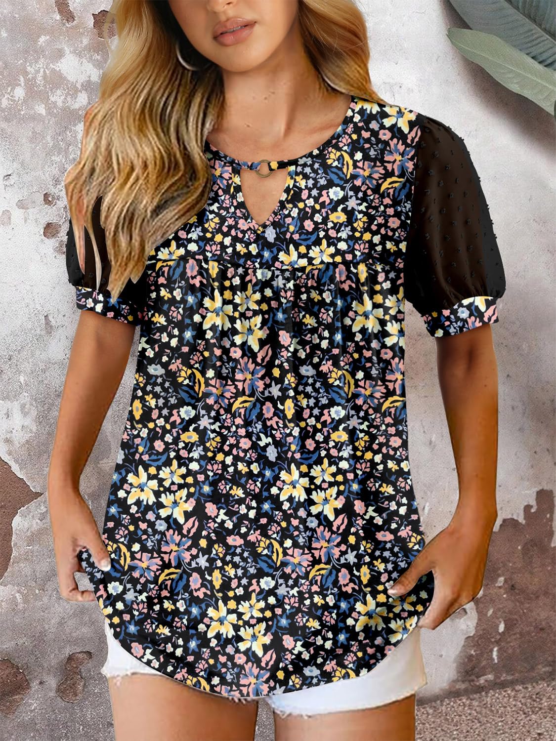 Camicia da donna Fairy casual – Blusa fluida con scollo rotondo e maniche corte