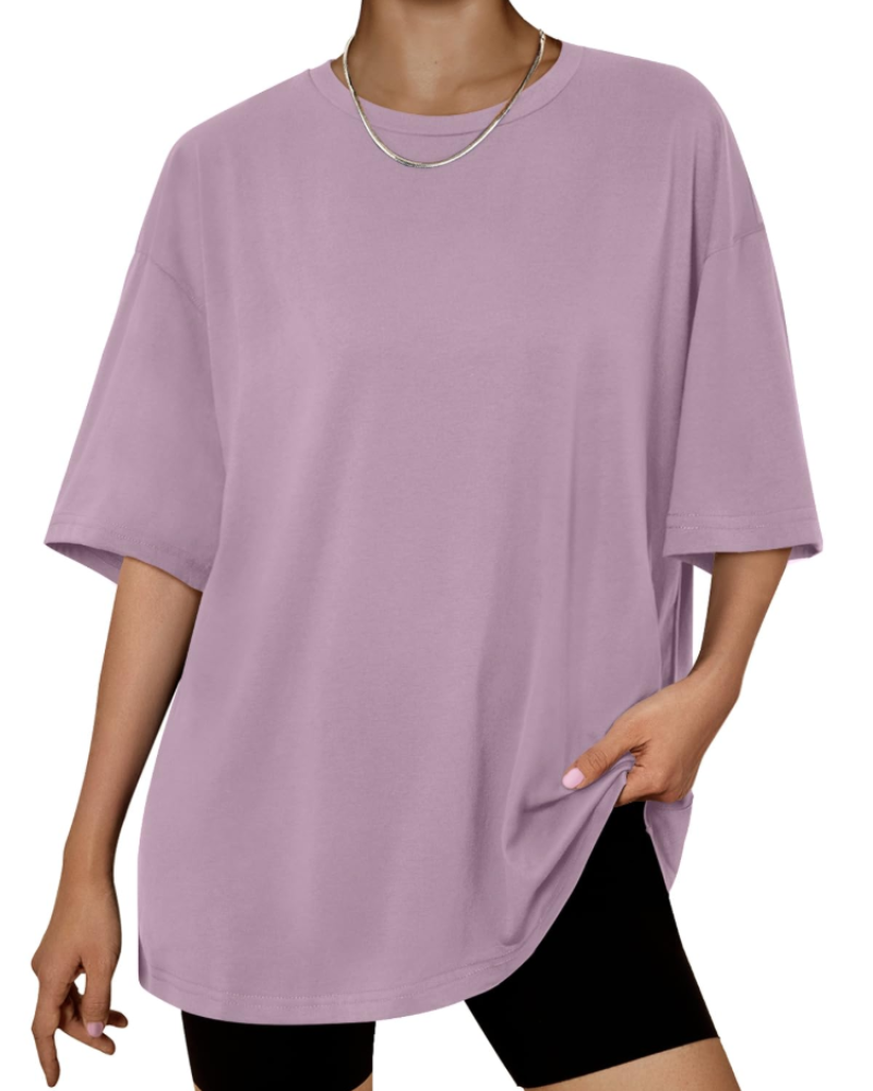 Camiseta Oversize Fantasía para Mujer – Top Largo con Cuello Redondo y Mangas Cortas