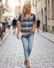 Fenna Chemisier Dentelle Ženska – Elegantna bluza s V-izrezom i kratkim rukavima