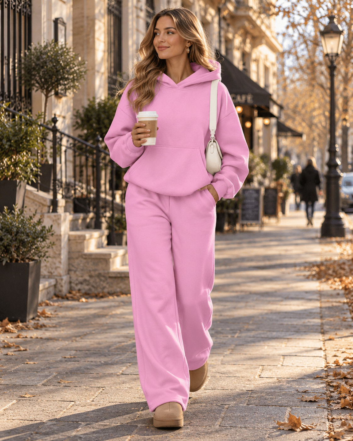 Marnie Set de damă din 2 piese – Hanorac supradimensionat cu glugă și pantaloni largi cu buzunare