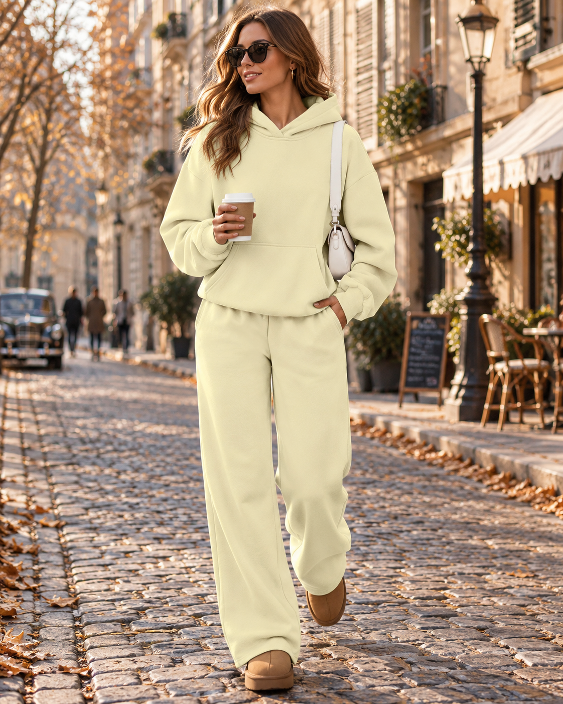 Conjunto Marnie para Mulher de 2 Peças – Sweatshirt Oversize com Capuz e Calças Largas com Bolsos