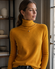 Camisola Kendall de gola alta para mulher – Malha macia de caxemira com mangas compridas