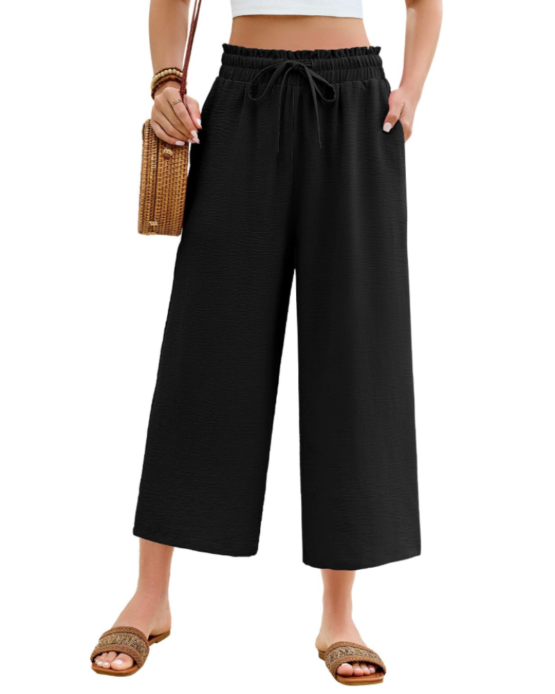 Bexley 7/8-Hose für Damen – Elastischer hoher Bund, fließender Schnitt mit Kordelzug und Taschen