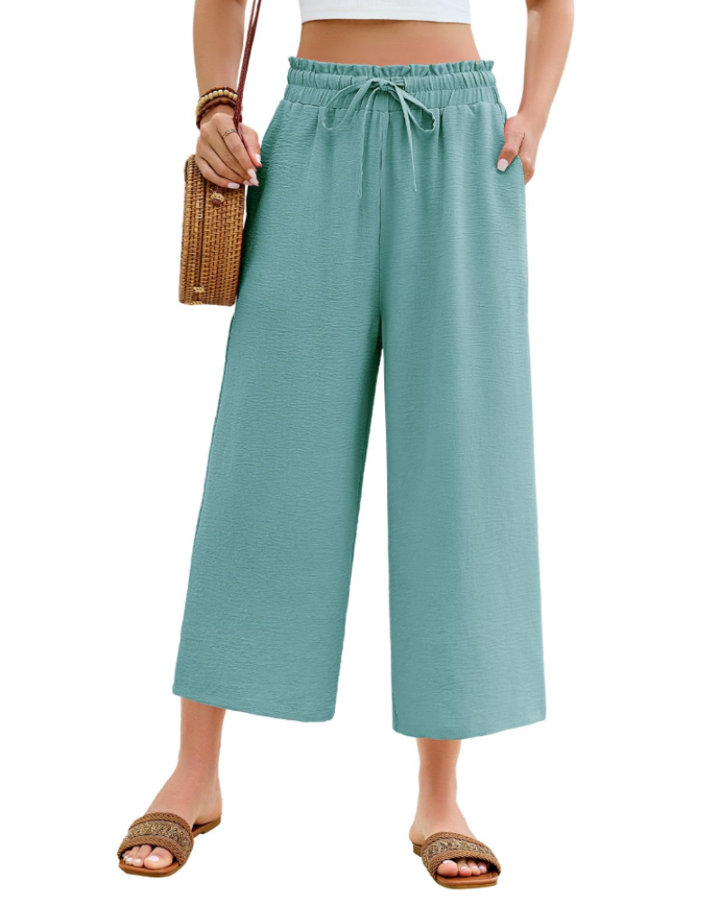 Bexley 7/8-Hose für Damen – Elastischer hoher Bund, fließender Schnitt mit Kordelzug und Taschen