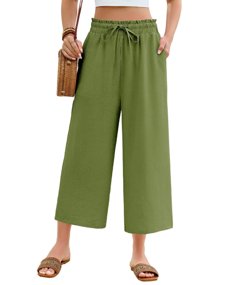 Bexley 7/8-Hose für Damen – Elastischer hoher Bund, fließender Schnitt mit Kordelzug und Taschen