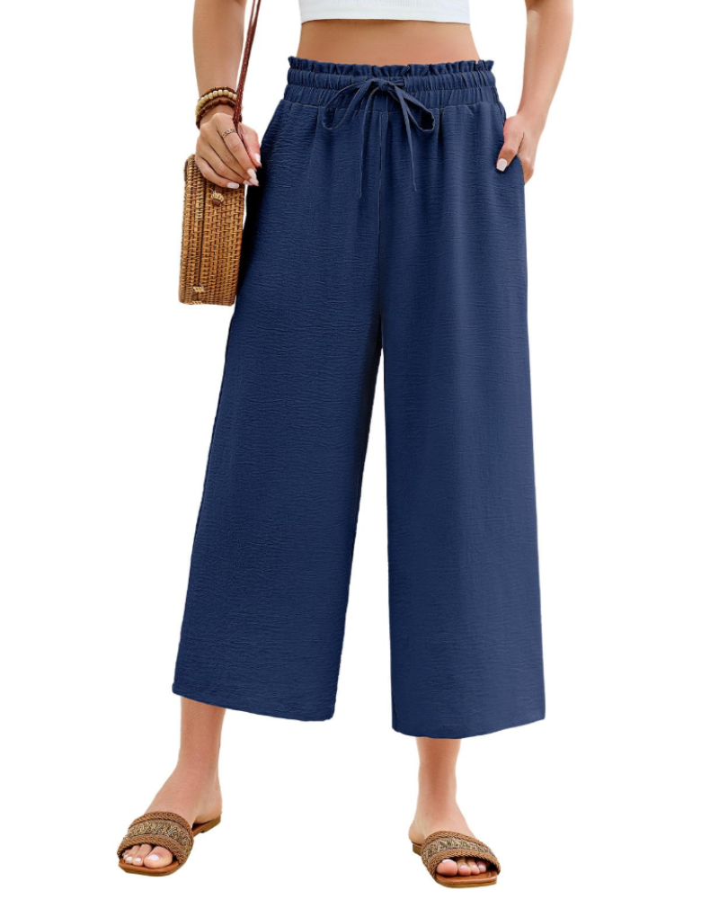 Bexley 7/8-Hose für Damen – Elastischer hoher Bund, fließender Schnitt mit Kordelzug und Taschen