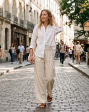 Kendall Damesbroek – Wijde Broek met Hoge Taille, Rekbaar, Elegant met Onzichtbare Sluiting