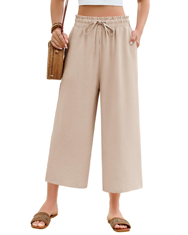 Bexley 7/8-Hose für Damen – Elastischer hoher Bund, fließender Schnitt mit Kordelzug und Taschen