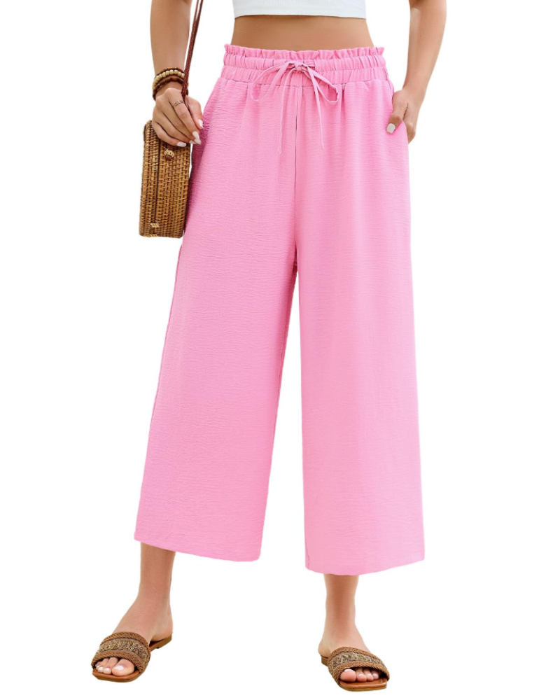 Bexley 7/8-Hose für Damen – Elastischer hoher Bund, fließender Schnitt mit Kordelzug und Taschen