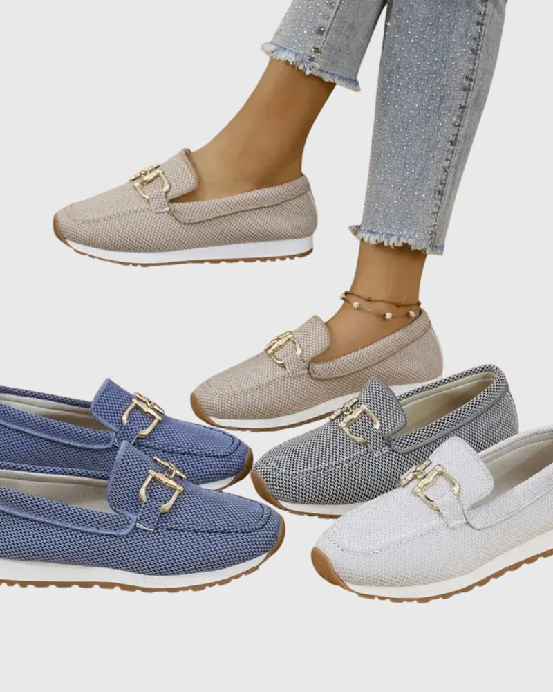 Μοκασίνια Yvette Γυναικεία – Loafers από Αεριζόμενο Δίχτυ με Μεταλλική Λεπτομέρεια για Φόρεμα