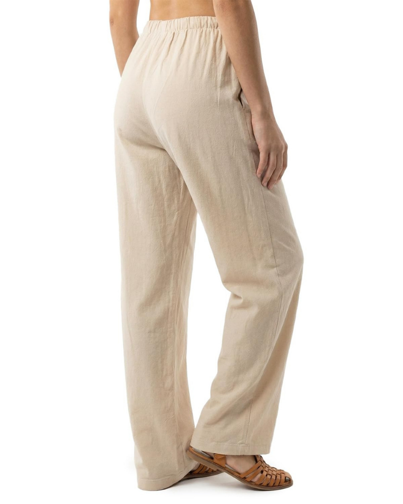 Calças Olivia para Mulher Grande em Linho – Calças Compridas com Pernas Direitas, Cintura Elástica e Bolsos