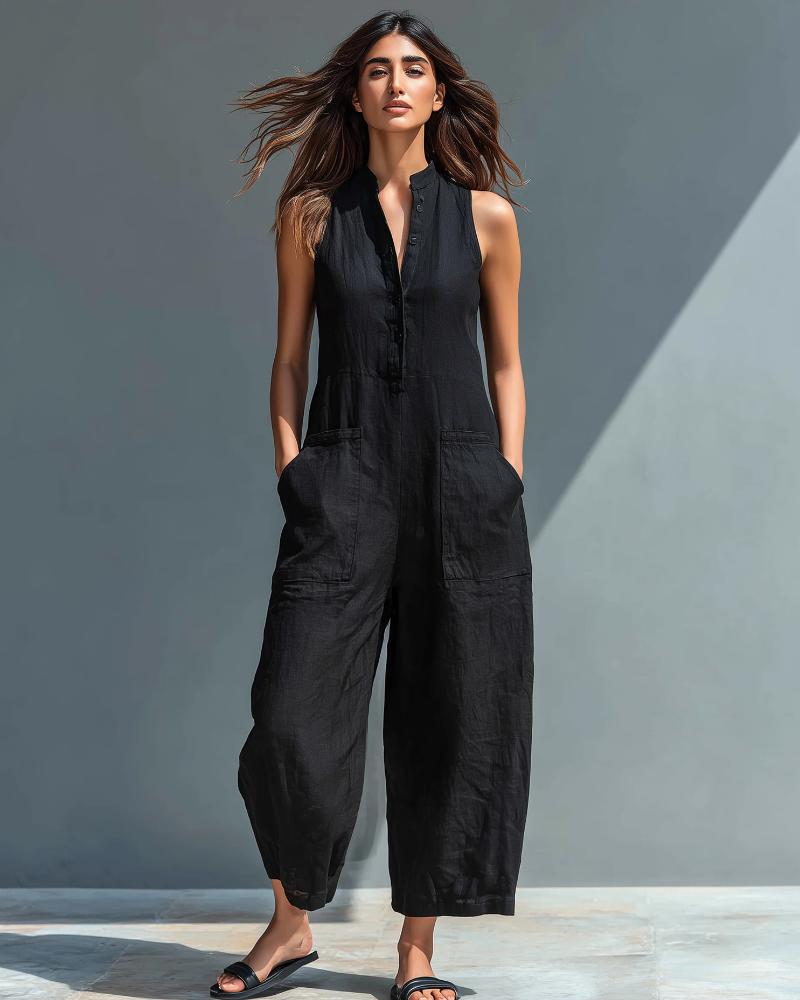 Skyler Mono para Mujer – Mono con Escote en V Sin Mangas, Pierna Ancha, Fluido y Elegante