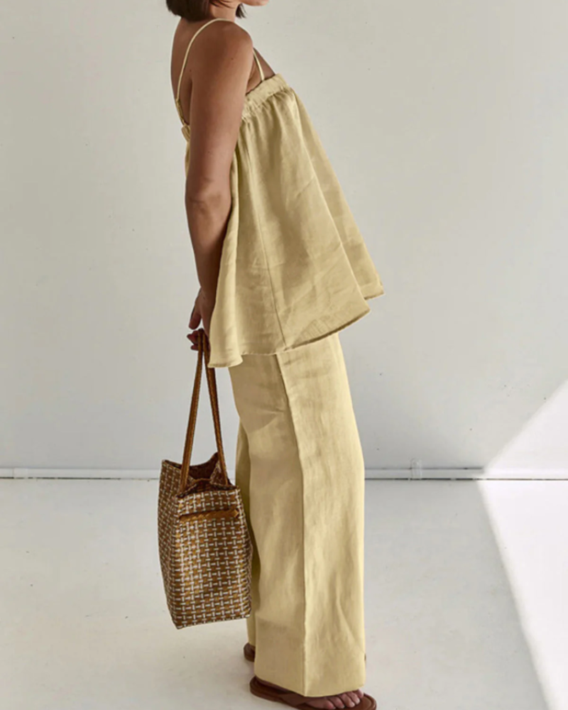 Taylor Ensemble 2 Pezzi Donna – Completo Monocromatico Casual Tessuto Leggero Taglio Fluido Elegante