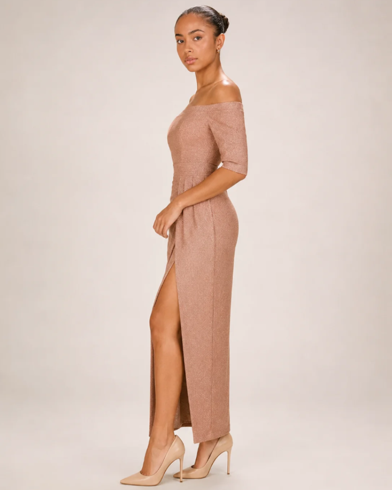 Midi haljina Bianca za žene – bustier haljina s visokim prorezom, elegantnog uskog kroja