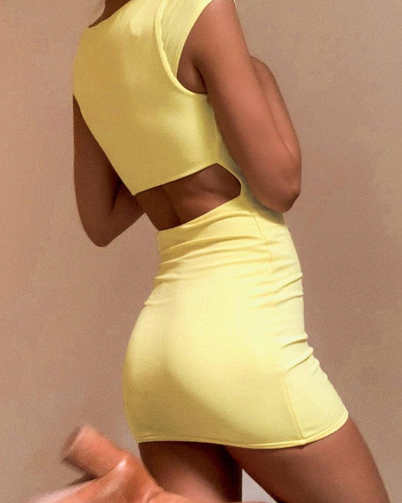 Reese Robe Mini Dames – Bodycon Jurk met Vierkante Hals en Elegante Cut-out