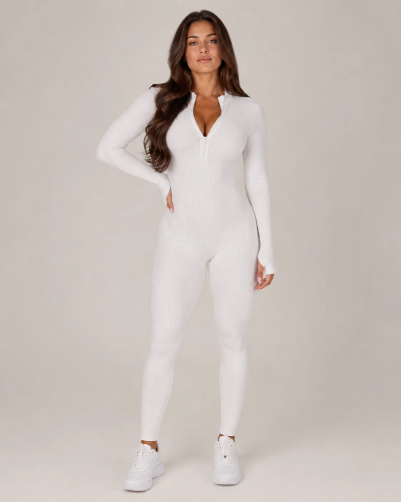 Peyton Women's Sports Jumpsuit – Seamless Long-Sleeve Jumpsuit with Zipper