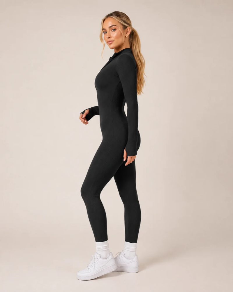 Peyton Women's Sports Jumpsuit – Seamless Long-Sleeve Jumpsuit with Zipper