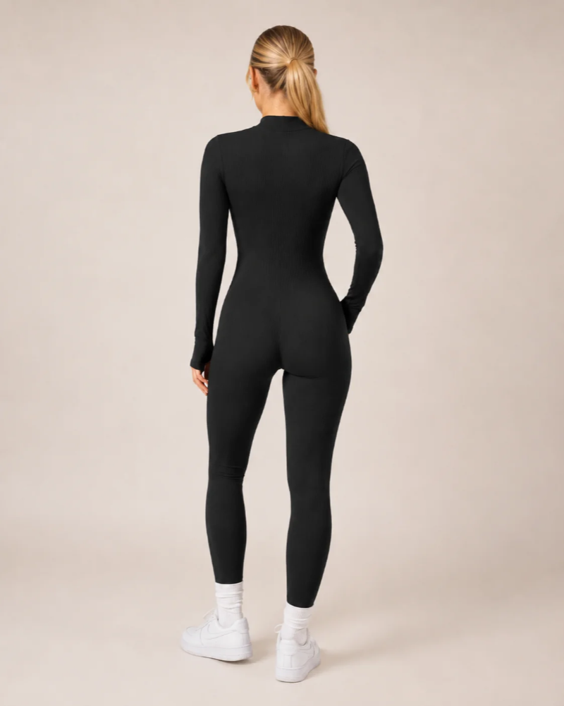 Peyton Women's Sports Jumpsuit – Seamless Long-Sleeve Jumpsuit with Zipper