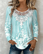 Camicia da donna Emerson – Blusa elegante in pizzo floreale con maniche lunghe