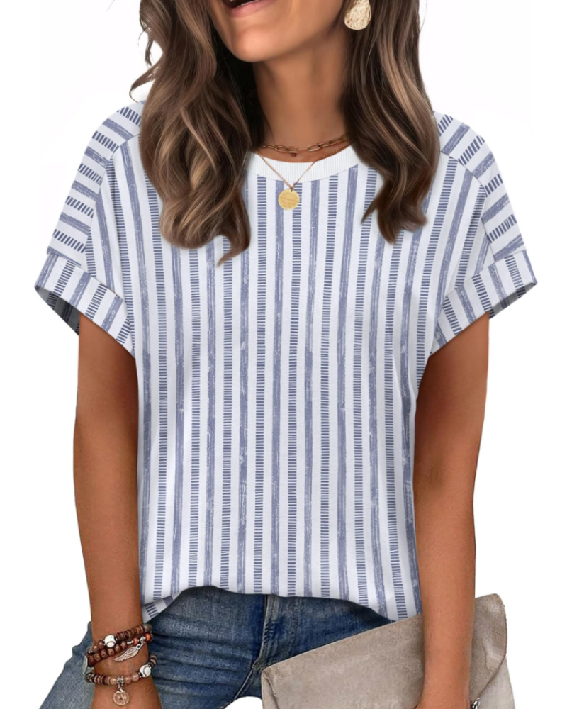 Zaria Top Femme – Tričko s kulatým výstřihem, ležérní elegantní, volný střih a krátké letní rukávy