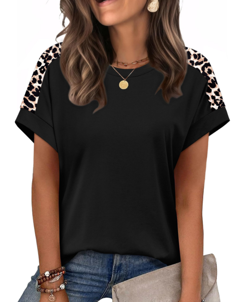 Zaria Top Femme – Tričko s kulatým výstřihem, ležérní elegantní, volný střih a krátké letní rukávy