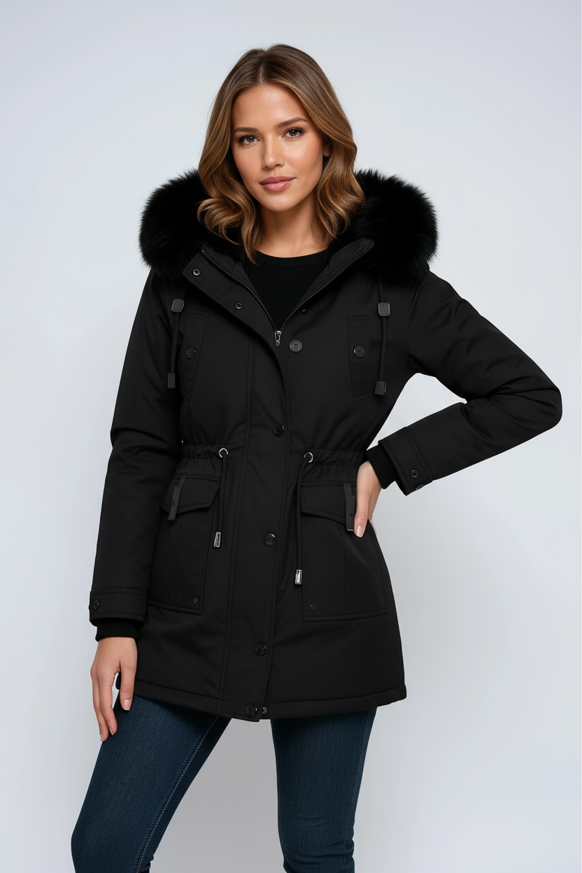 Leonor Damen Winterparka – Kapuze mit Kunstpelzkragen & Verstellbare Taille