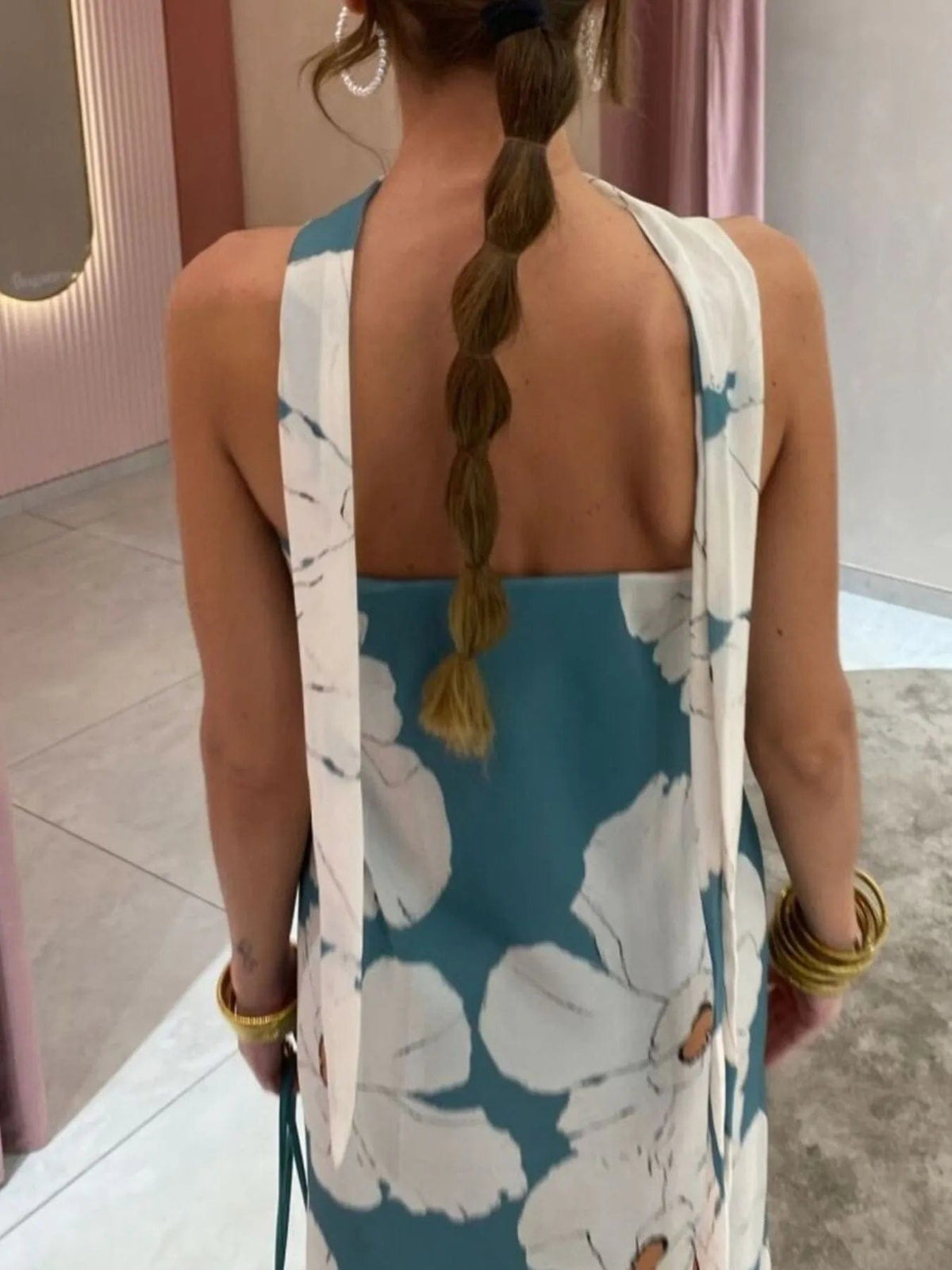 Isaline – elegancka letnia długa sukienka maxi damska, dopasowana sukienka bez ramiączek z nadrukiem
