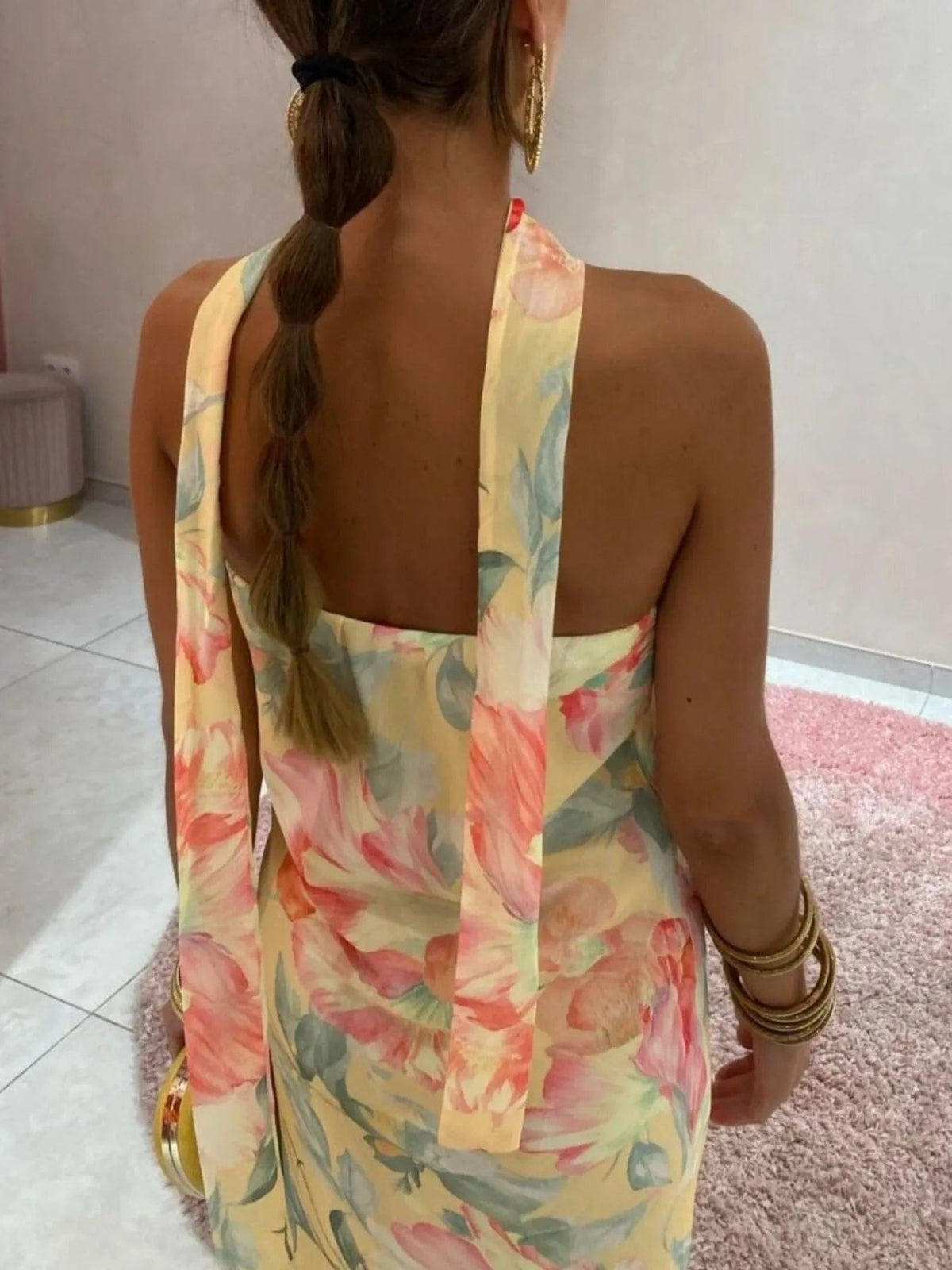 Isaline – elegancka letnia długa sukienka maxi damska, dopasowana sukienka bez ramiączek z nadrukiem