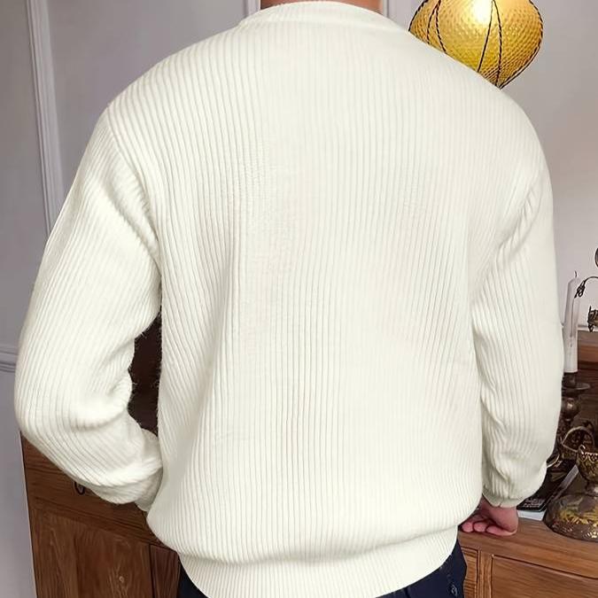Nale Pull Męski Dzianinowy Żebrowany – Okrągły Dekolt, Krój Regularny i Styl Casual Elegancki