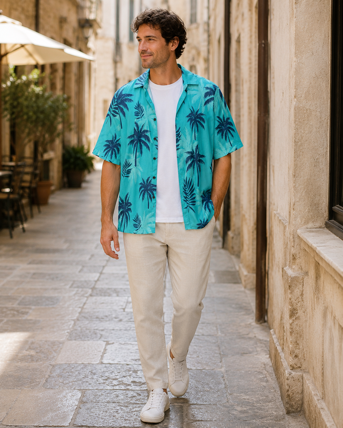 Ethan Herre Hawaii-skjorte – Tropisk kortærmet skjorte med knapper