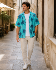 Ethan Herren-Hawaiihemd – Tropisches Kurzarmhemd mit Knöpfen
