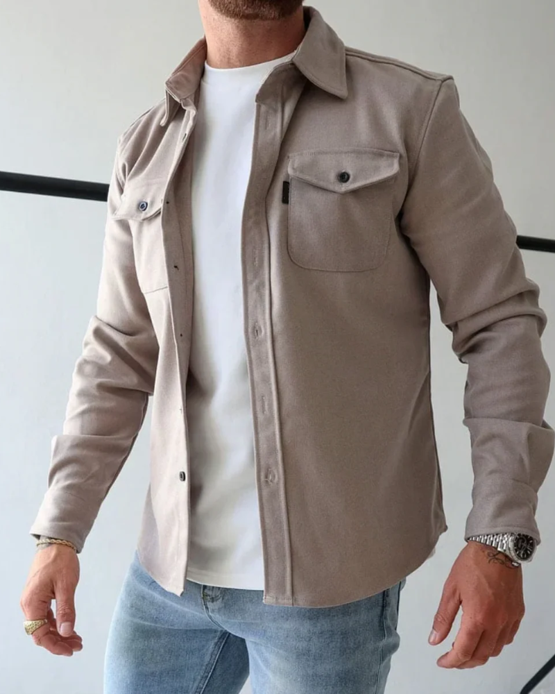 Parker Koszula Męska – Kurtka Koszulowa z Guzikami, Kieszenie na Klatce Piersiowej, Styl Casual, Lekka