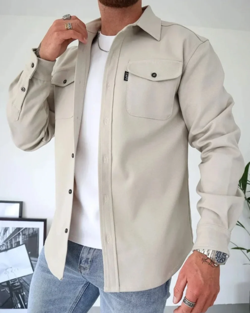 Parker Koszula Męska – Kurtka Koszulowa z Guzikami, Kieszenie na Klatce Piersiowej, Styl Casual, Lekka