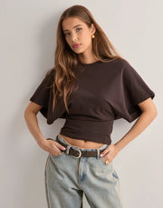 T-shirt Elegante per maglietta da donna Isabelle con maniche svasate e taglio aderente