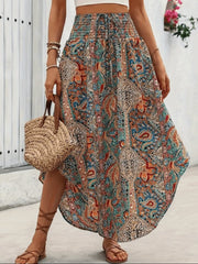 Serenity Maxi Skirt Women – Long Bohemian Skirt with Flared Cut and Nomad Print