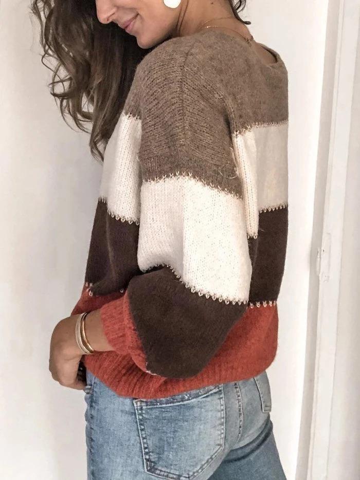 Suéter de mujer Sarah: cómodo y elegante jersey de punto a rayas con mangas largas.