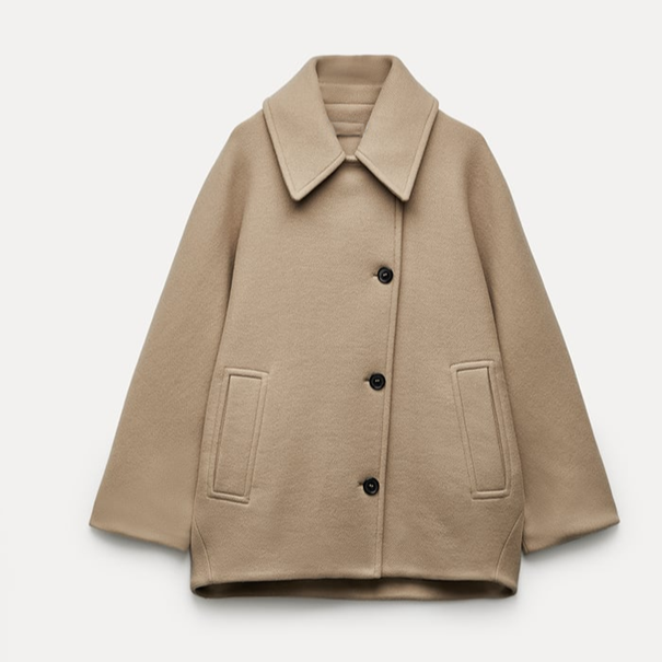 Amélie Dame Frakke Oversize – Elegant Frakke i Blødt & Trendy Uld til Vinter