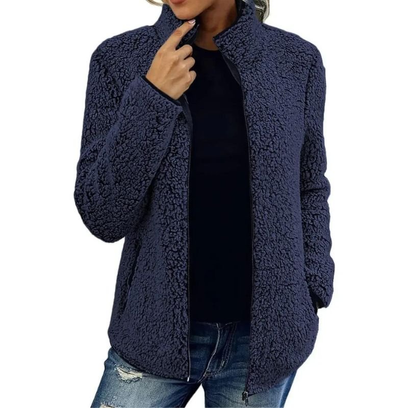 Casaco Polar Kristal Mulher para o Inverno – Casaco quente e leve com fecho de correr e estilo casual moderno