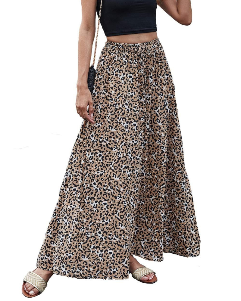Gonna lunga floreale Marlowe Jupe da donna – Gonna bohemien lunga con vita elastica e coulisse
