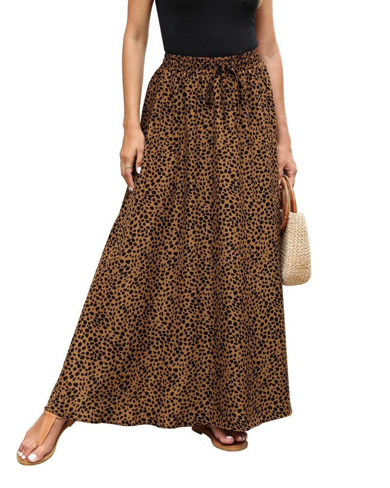 Gonna lunga floreale Marlowe Jupe da donna – Gonna bohemien lunga con vita elastica e coulisse